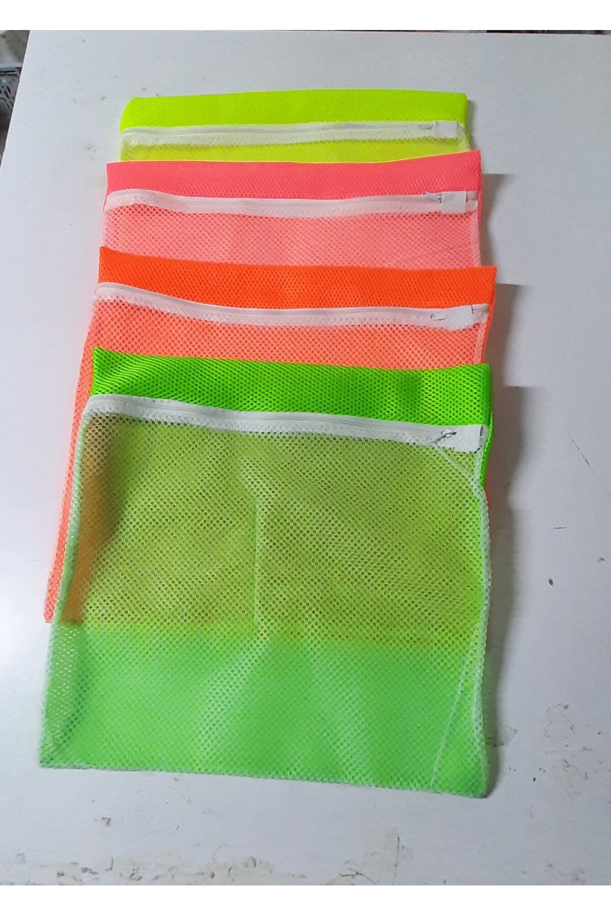 melfxxl eticaret 4 Adet 4 Renk Fermuarlı - Hassas Çamaşır Terlik Ayakkabı Yıkama Filesi Büyük Boy
