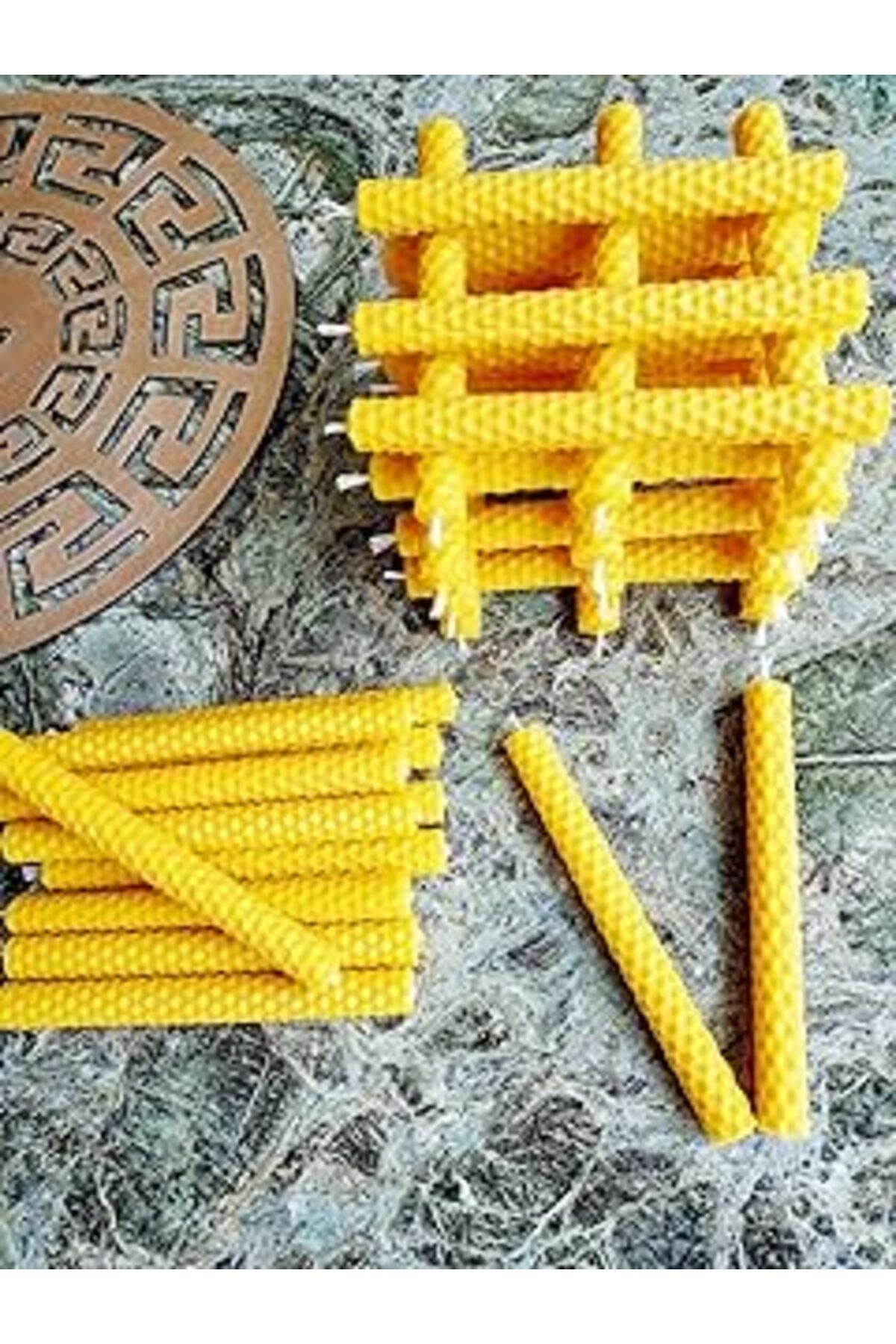 NETWORK ART Petekoğlu (24 Adet ) 14Cm El Yapımı Dilek Mumu Doğal Petek Balmumu Mum Beeswax Candle Bal Mumu Mum