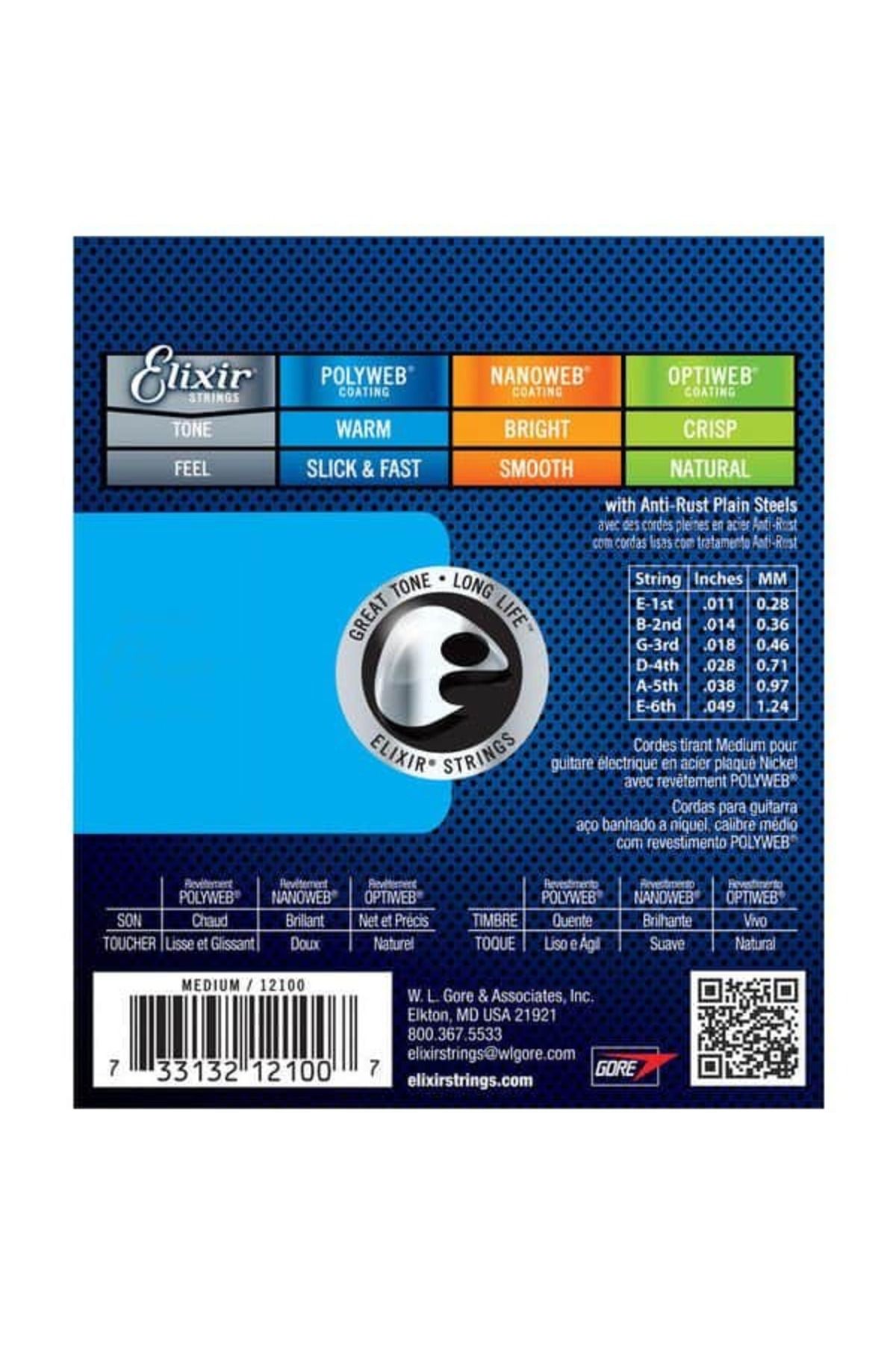 Elixir-Elixir Polyweb 12100 Medium Electric Guitar Strings 011-049 2