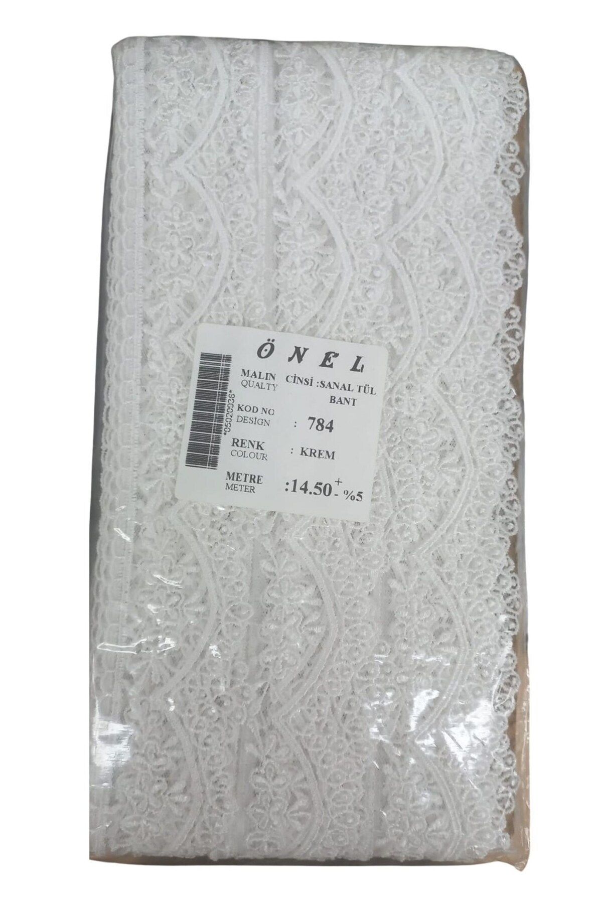 Modafiks Dantel Polyester Sanal Tül Bant Krem 14,50 Metre En 3 cm ON-784-KR