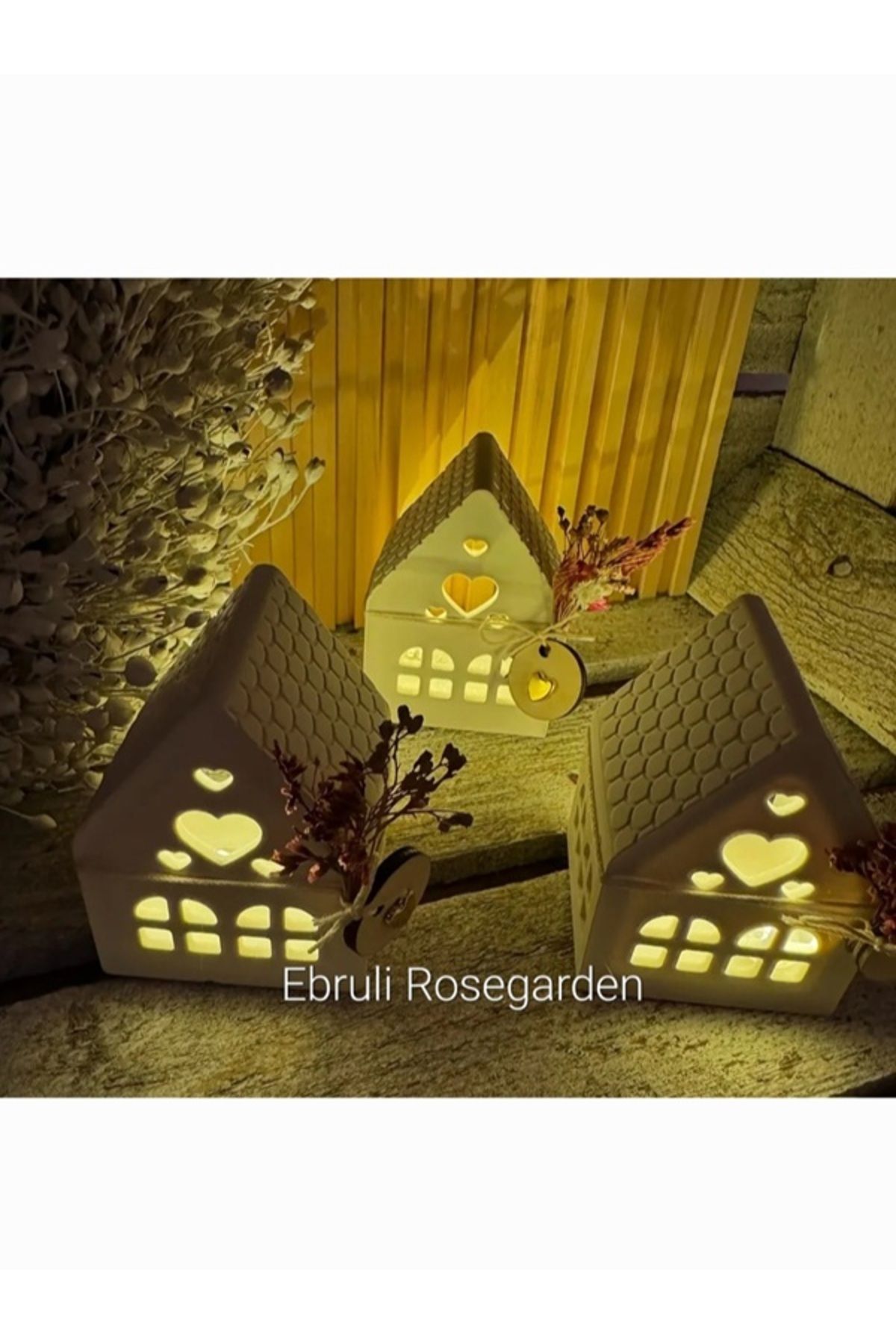 Ebruli Rosegarden 2' li İskandinav Ev Mumluk ve Vanilyalı Tealight Doğal Soya Mum