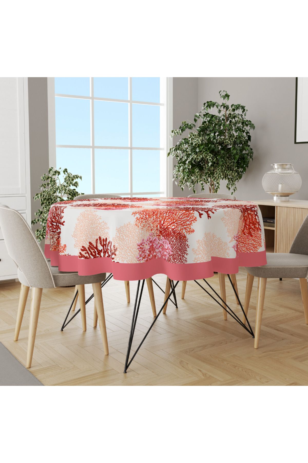 Home Marin Pembe Mercan Dertsiz Yuvarlak Masa Örtüsü