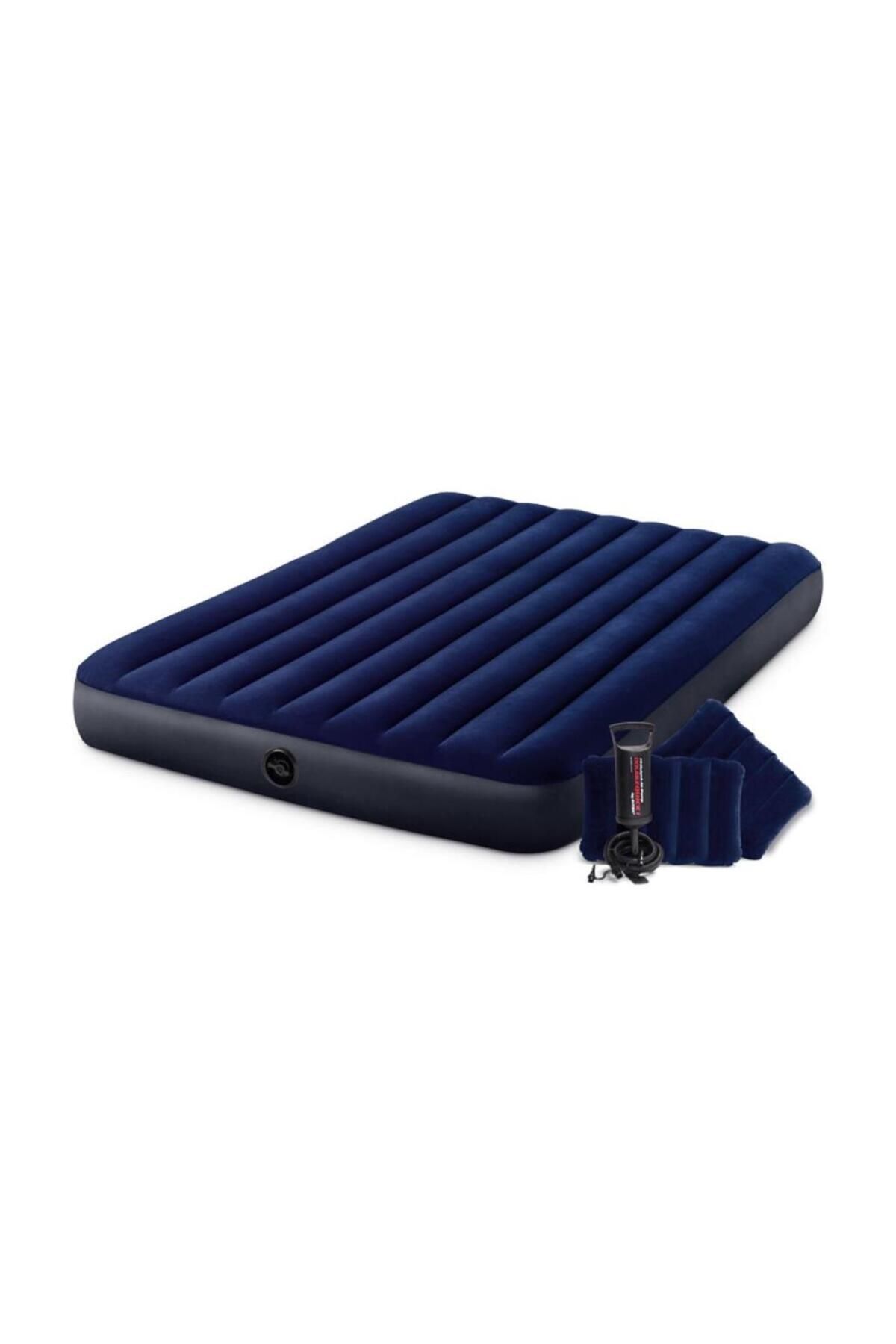 NessiWorld Iky64765 Intex Queen Dura-beam Klasik Yatak, Yastık, Pompa Set 152x203x25 Cm