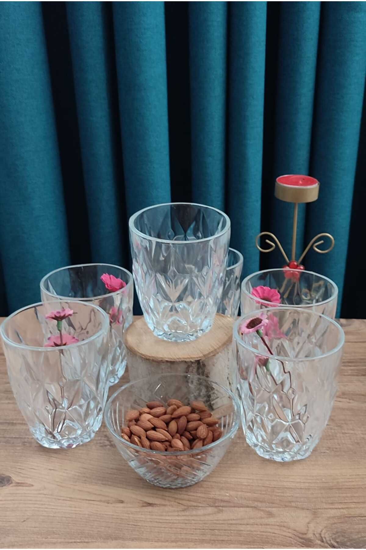 ORTAKÖY CENNETİ 6 ad KRISTAL görünümlü meşrubat sofra bardağı 280 CC HACİM 10 cm Yükseklik 8 cm ağız ölçüsü