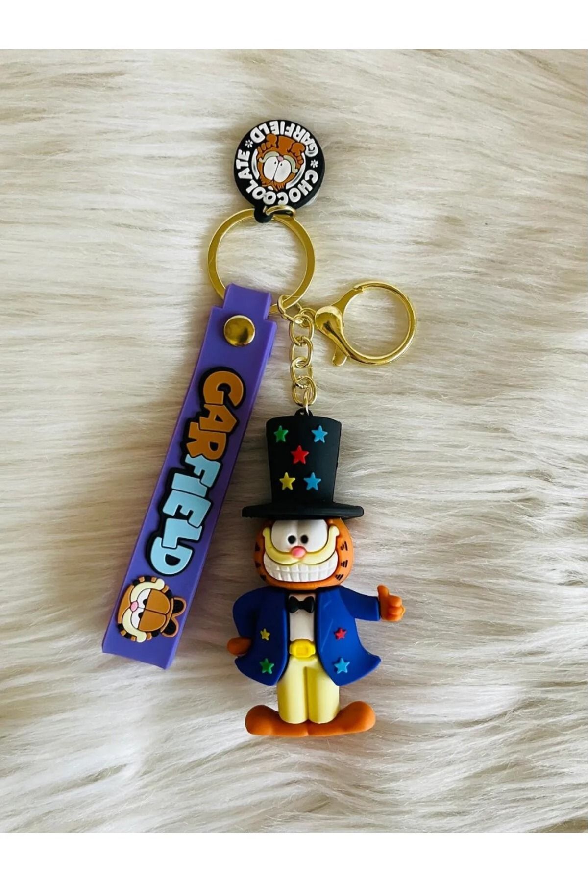 mihi hediyelik Garfield Sevimli Anahtarlık, çanta süsü,3D,Lüx,silikon