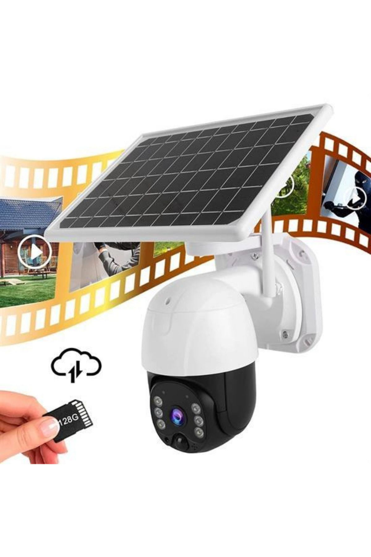 Go İthalat Solar Panelli Gece Görüşlü Su Geçirmez Wifi Güvenlik Kamerası Dış Mekan