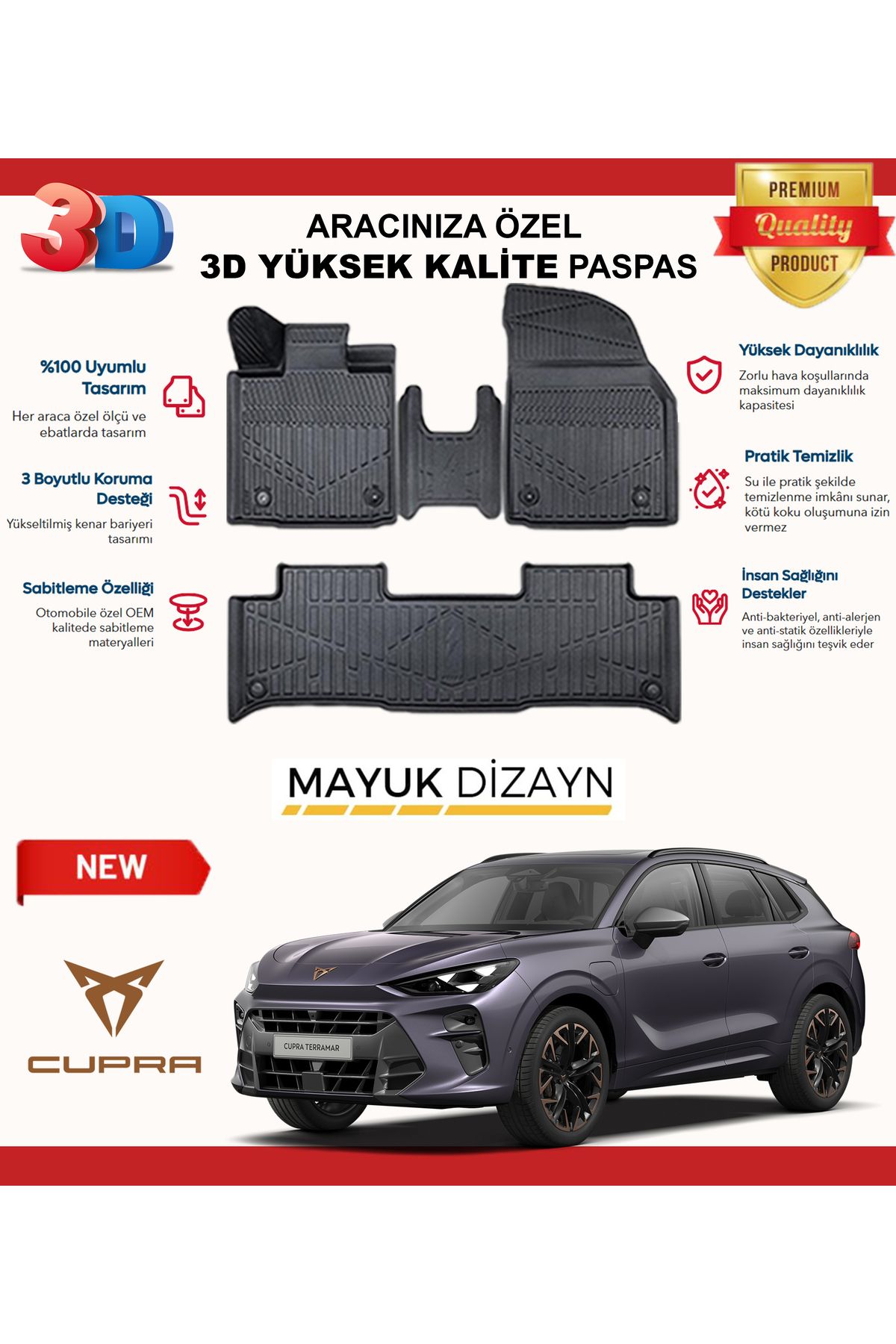 Cupra Terramar 2024+ MYK 3D Havuzlu Paspas