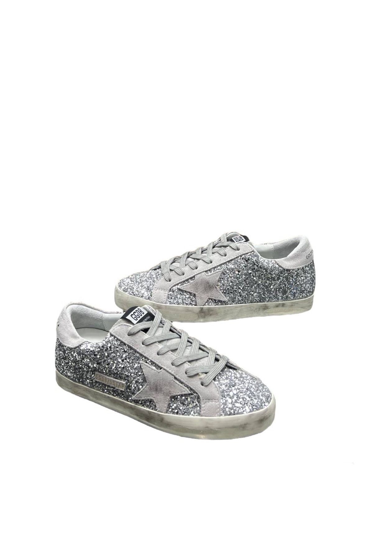 Globalux Women's Super-Star İn Silver Glitter - Gldn Goose Kadın Sneakers Ayakkabı - Gümüş Simli Sneaker