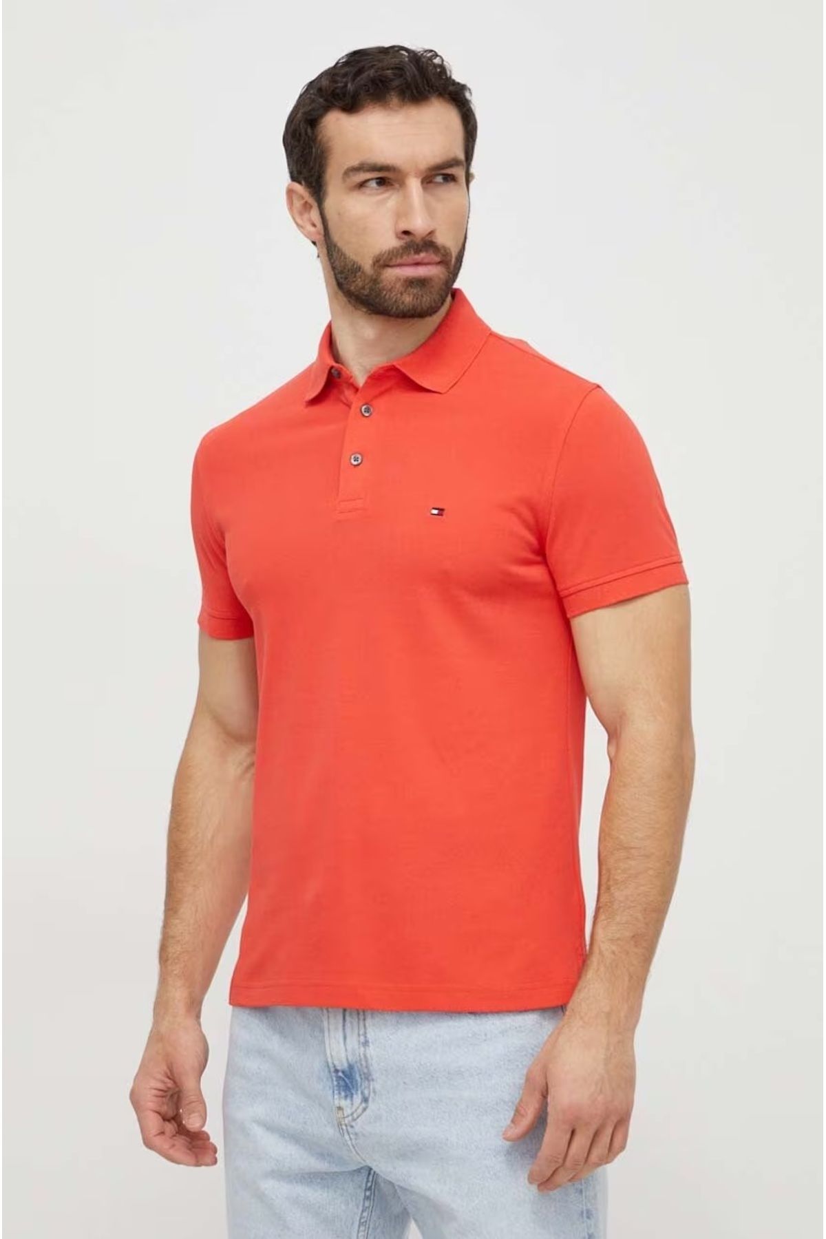 Tommy Hilfiger Sport ""Tommy Hilfiger Organik Pamuk Polo Erkek T-Shirt