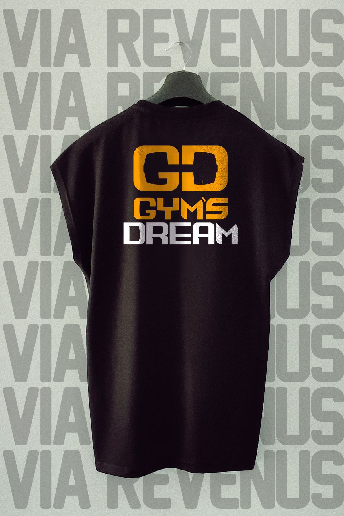 Vordevia Gym's Dream Sırt Baskılı Sıfır Kollu Bisiklet Yaka Spor Tshirt