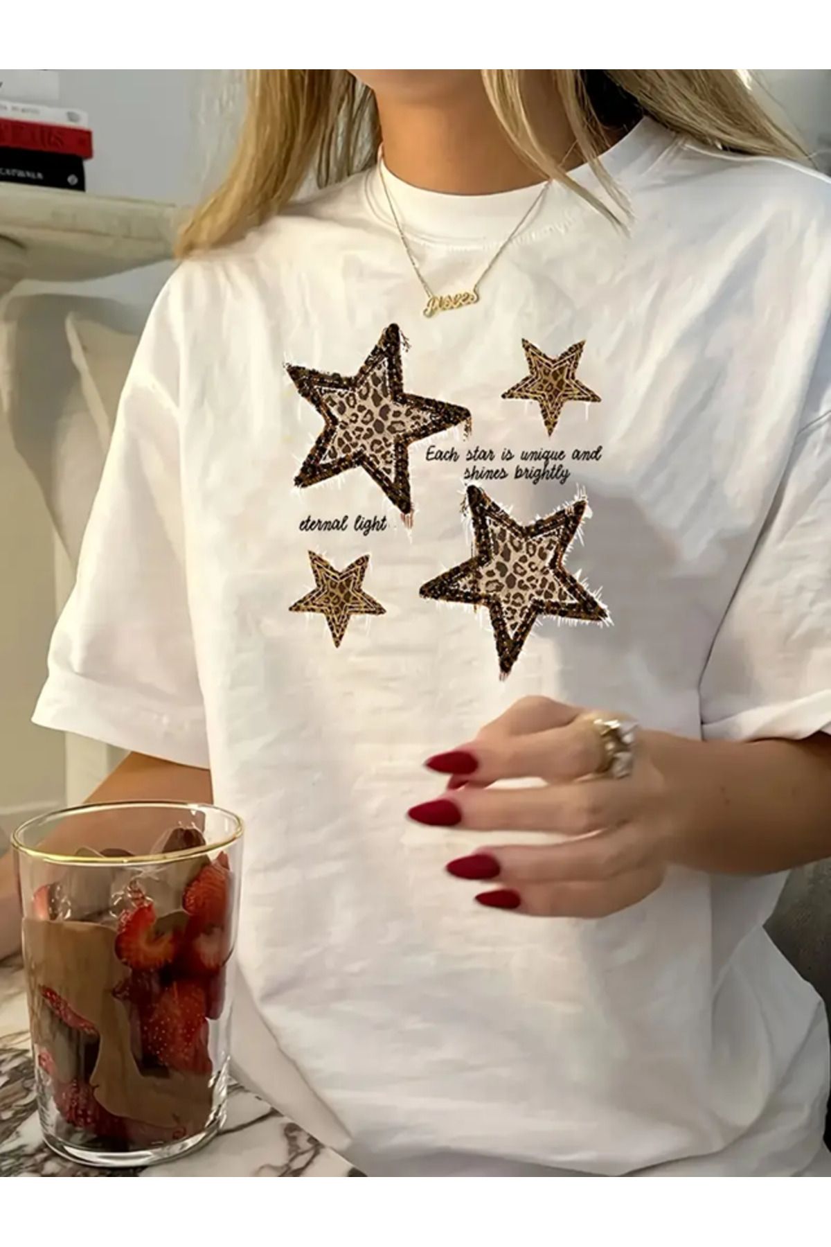 FULL TOLERANCE Star Leopar yıldızı baskılı Tshirt