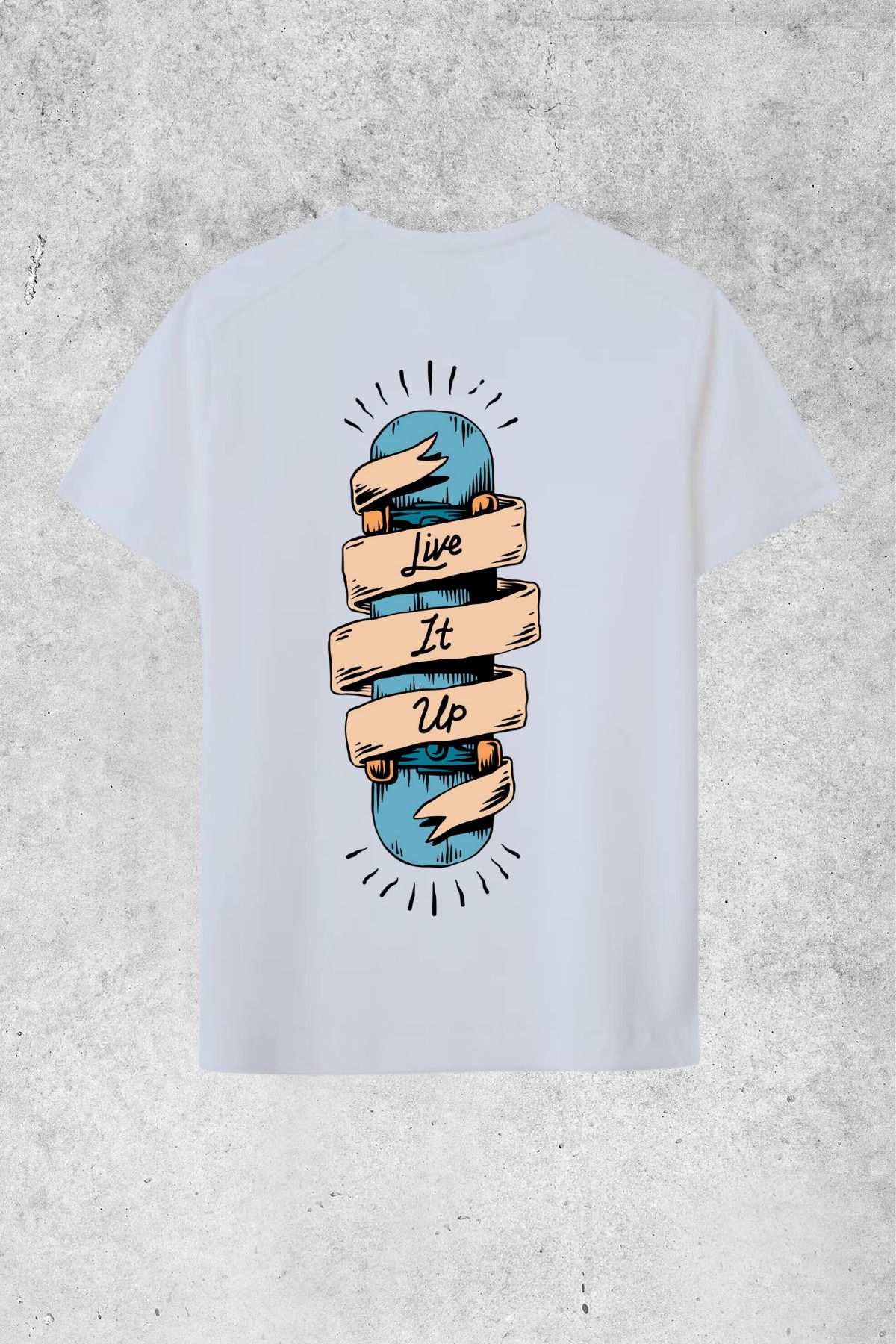 MOLICO Basic Unisex sıfır yaka kısa kollu OVERSİZE sırt baskılı tshirt