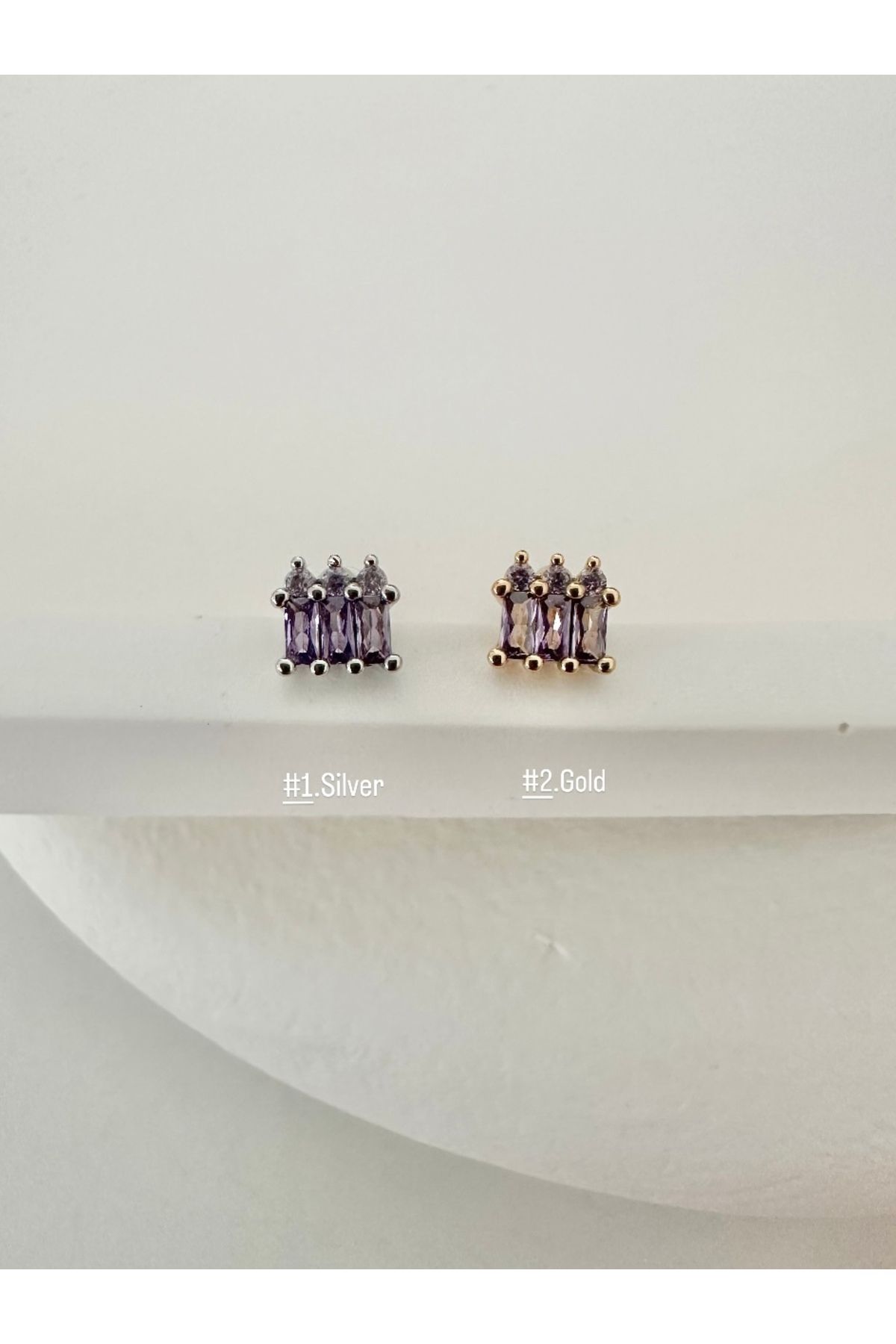 My Bellas Jewels Cerrahi Çelik Mor Zirkon Taşlı Piercing Küpe, Helix, Tragus, Flat, Lobe Uyumlu (1 Adet)