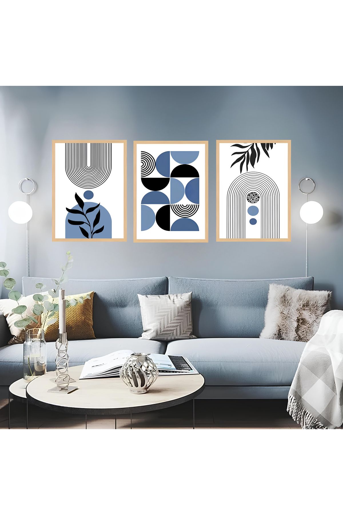 Tuba Decor 3 Parça Ahşap Çerçeve Görünümlü MDF Tablo Seti