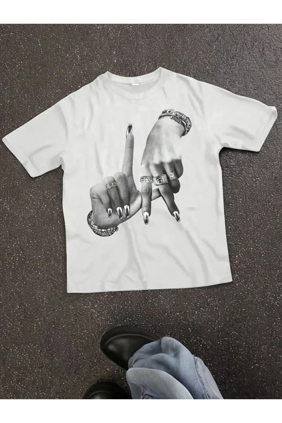 FULL TOLERANCE Love Pırlanta Parmak baskılı Tshirt