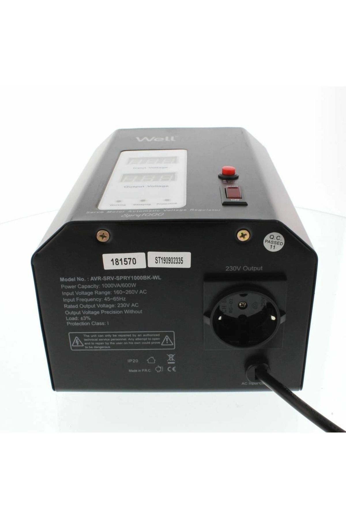 Well-Voltage stabilizer 600W WELL AVR-SRV-SPRY1000BK-WL 2