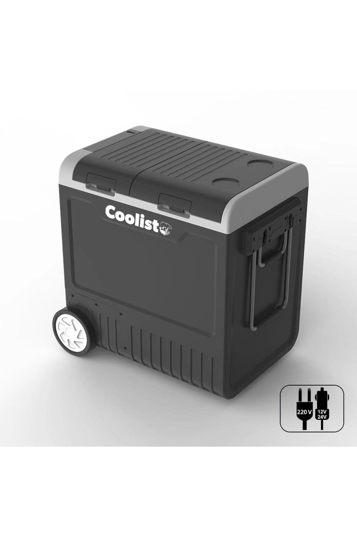 Coolist Clk65w 12/24volt 220volt 65 Litre Çift Bölmeli Tekerlekli Outdoor Kompresörlü Oto Buzdolabı/