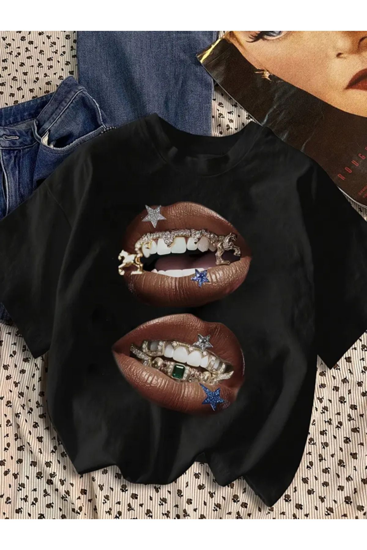 FULL TOLERANCE Dudak Deniz Yıldızı Pırlanta baskılı Tshirt