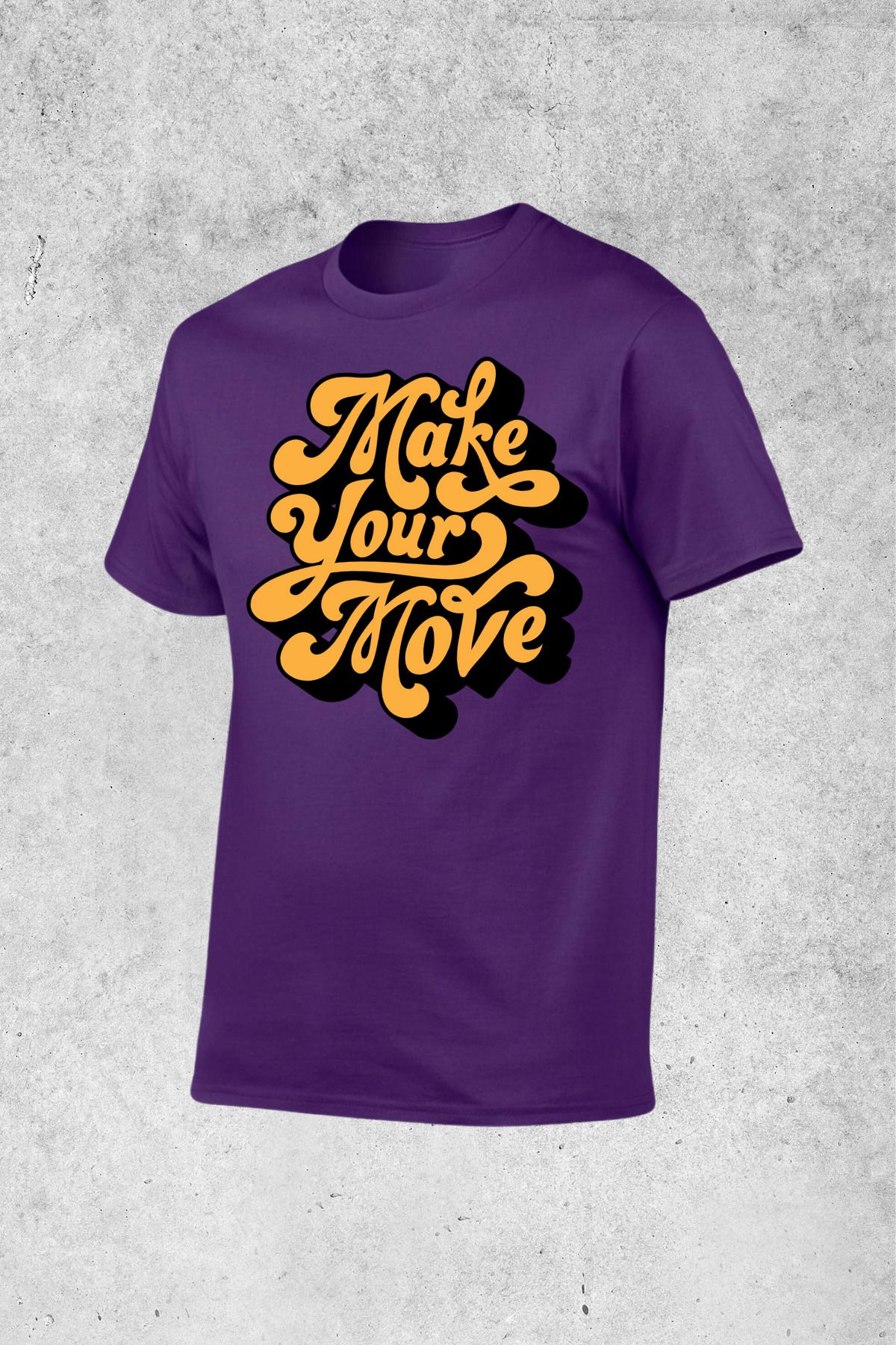 MOLICO BASİC unisex sıfır yaka kısa kollu MAKE YOUR MOVE baskılı tshirt
