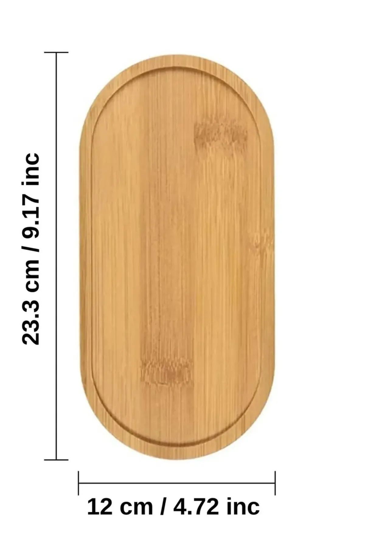 Lucky Luck 2 Adet Doğal Bambu Oval Sunum Tabağı Yağdanlık, Çerezlik, Baharatlık Standı 23,5CM