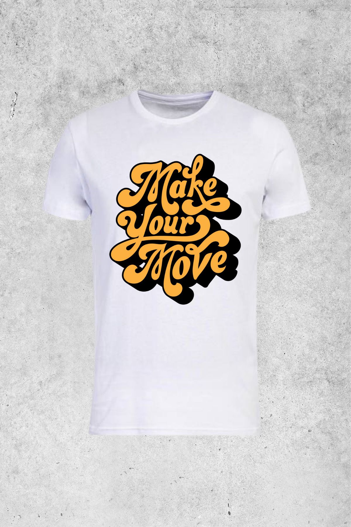 MOLICO BASİC unisex sıfır yaka kısa kollu MAKE YOUR MOVE baskılı tshirt