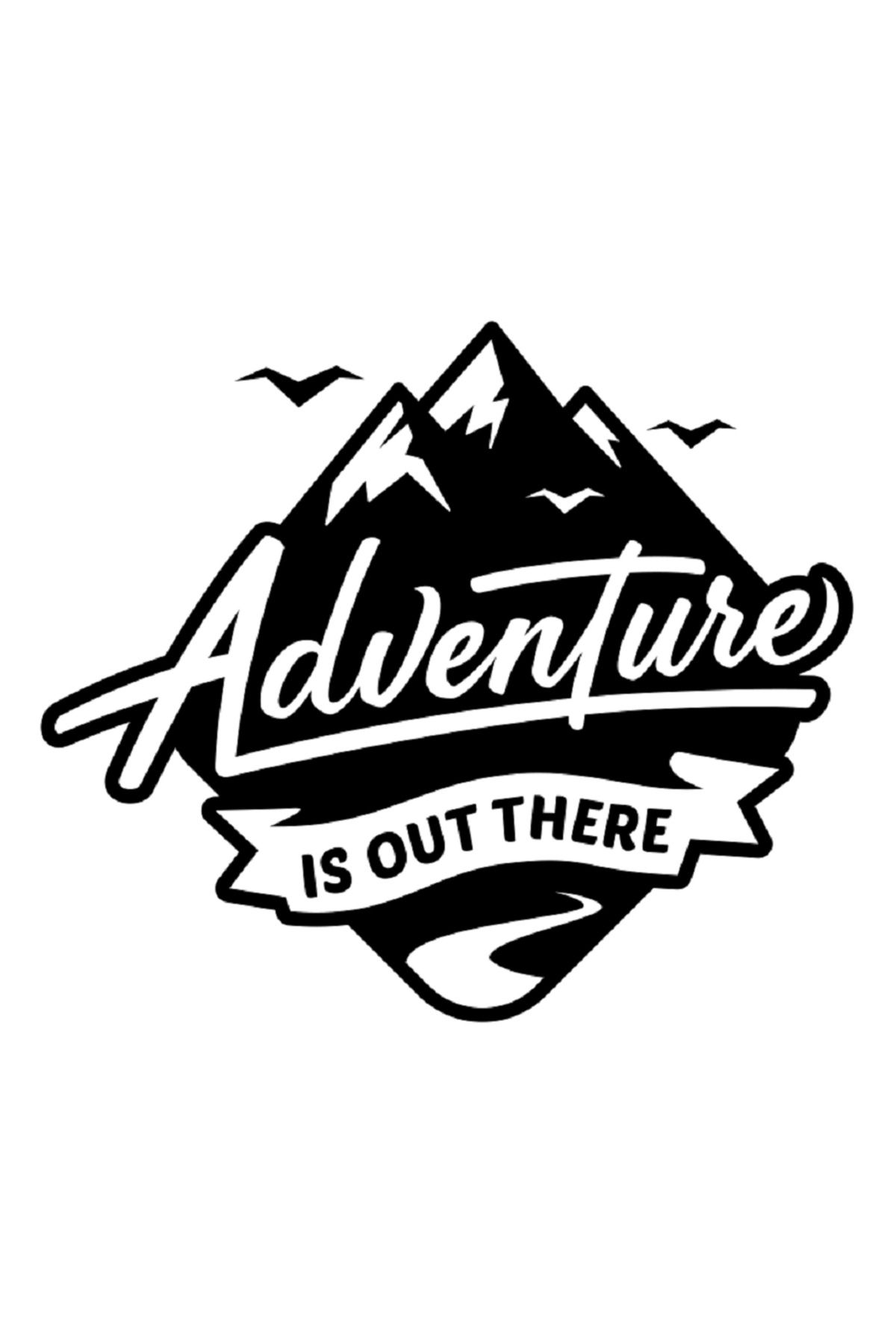 Maki Home Kaliteli Penye Kadın Erkek Unisex Yetişkin Baskılı Tshirt Adventure Doğa Macera Beyaz Gri Siyah