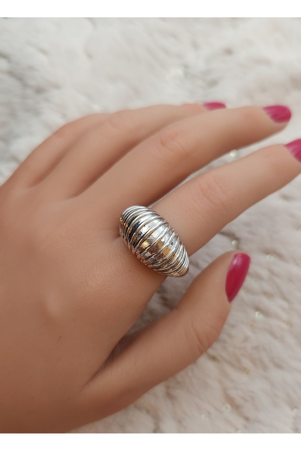 reyselstyle Ayarlanabilir Gümüş Kaplama Çelik Yüzük