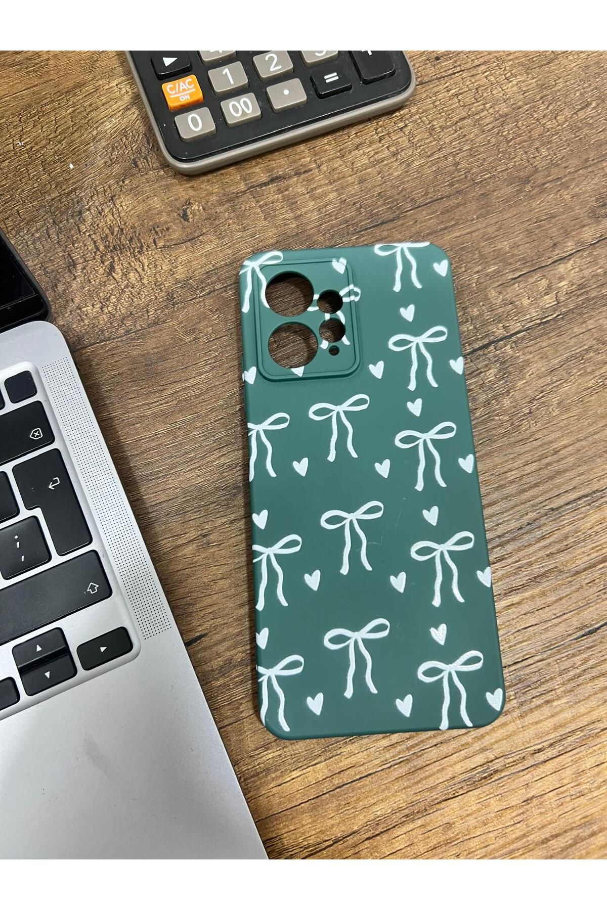 HZR Xiaomi Redmi Note 12 Kurdele Desenli Yeşil Silikon Kılıf