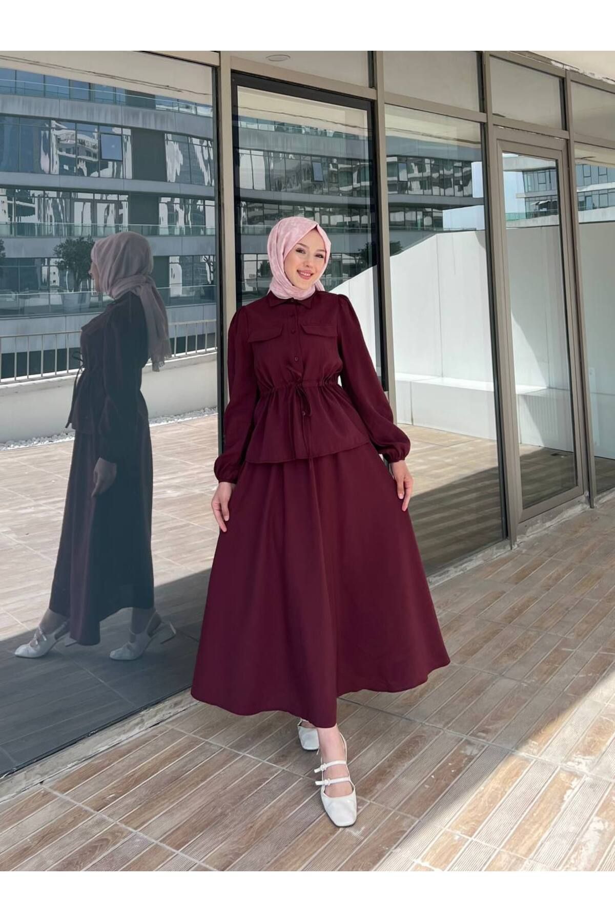Castivo Fashion Cepli Gömlek Yaka Bağlamalı Takım
