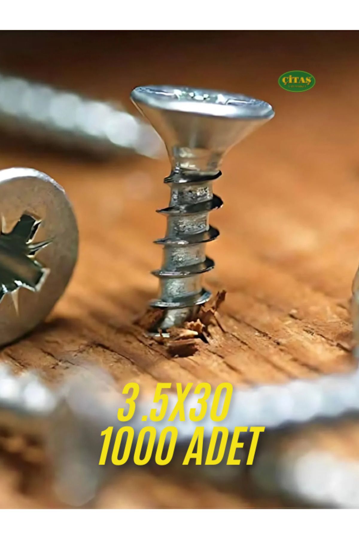 ÇİTAŞ 1000 ADET 3.5X30 SİVRİ UÇLU SUNTA - AHŞAP VİDASI (3 CM UZUNLUK)
