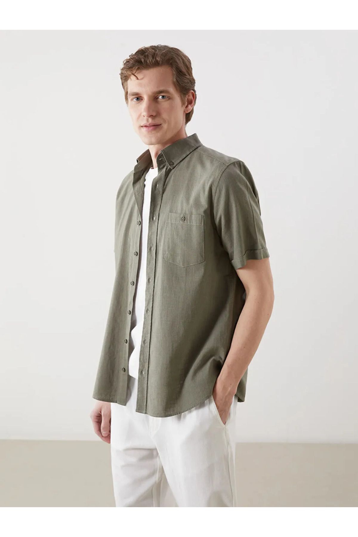 LC Waikiki Regular Fit Keten Karışımlı Erkek Gömlek