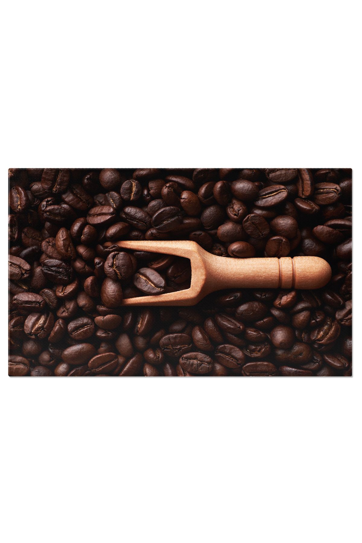 StoryGift Romania Tablou Canvas Lingurita De Lemn Pe Fundal De Boabe De Cafea Elemente Rustice Si Aroma De Cafea - 40 x 25