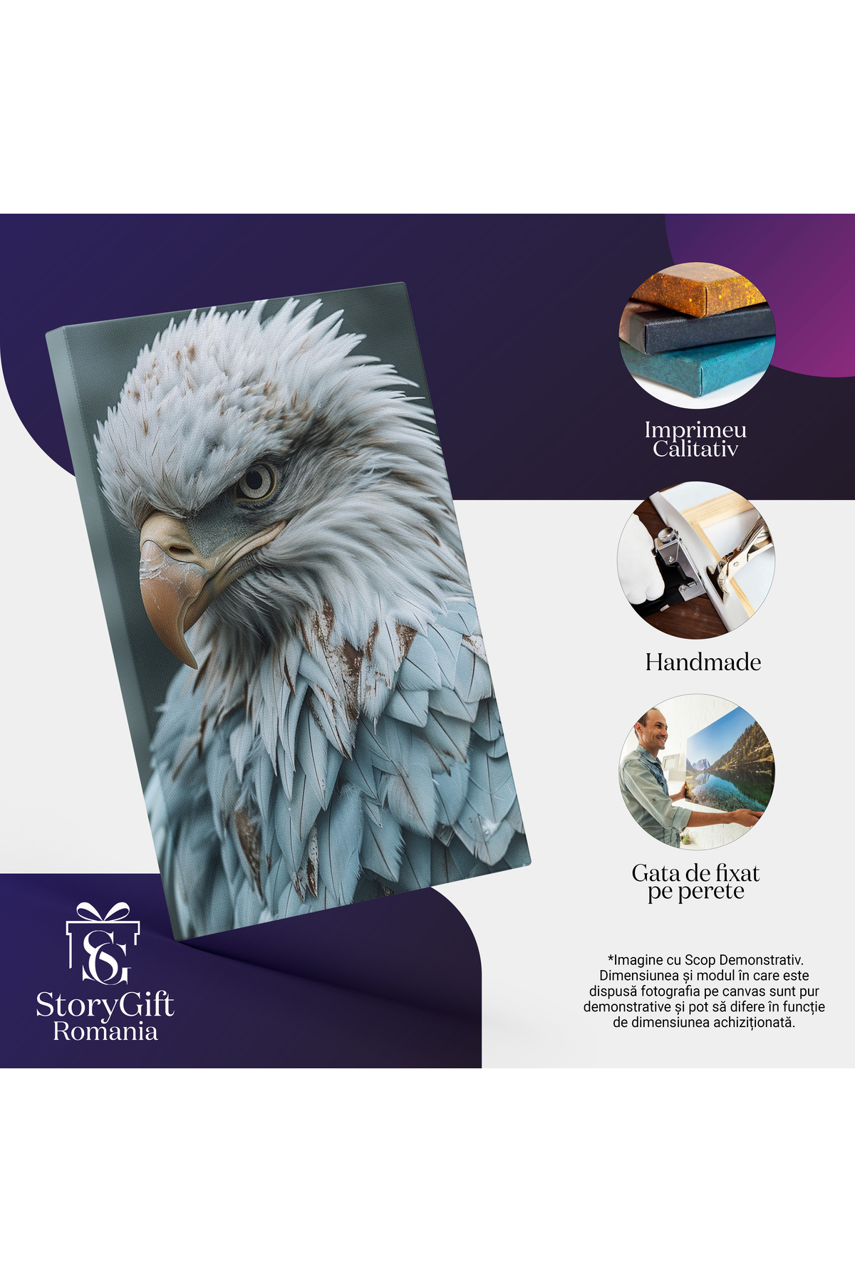 StoryGift Romania-Canvas Print In Search of Lunch The Falcon Scans the Horizon With Agile Eyes Above the Plain, 2