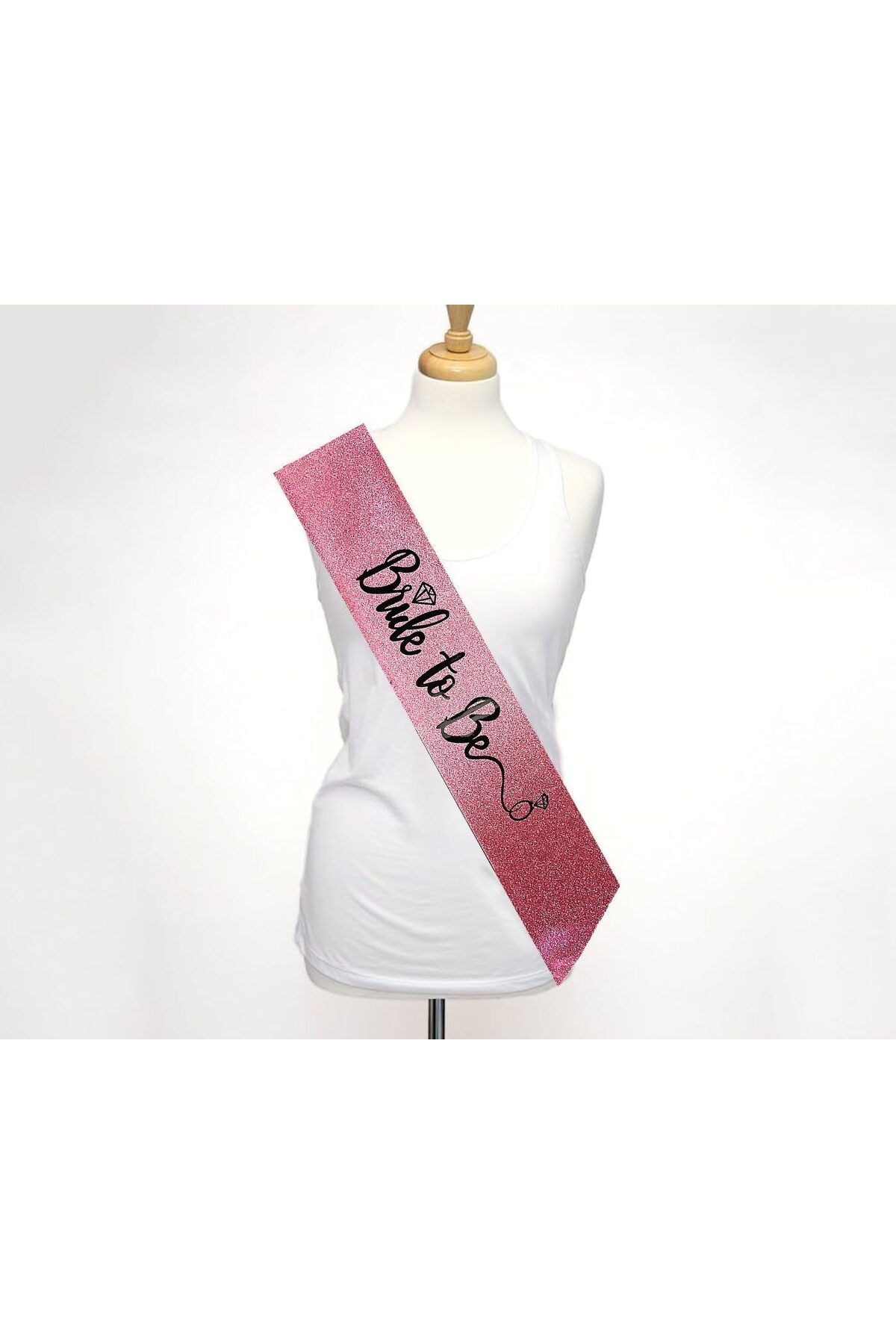 melfxxl eticaret Pembe Üzeri Siyah İtalik Alyanslı Bride To Be Yazılı Simli Işıltılı Kuşak Kemer 10 cm Genişlik