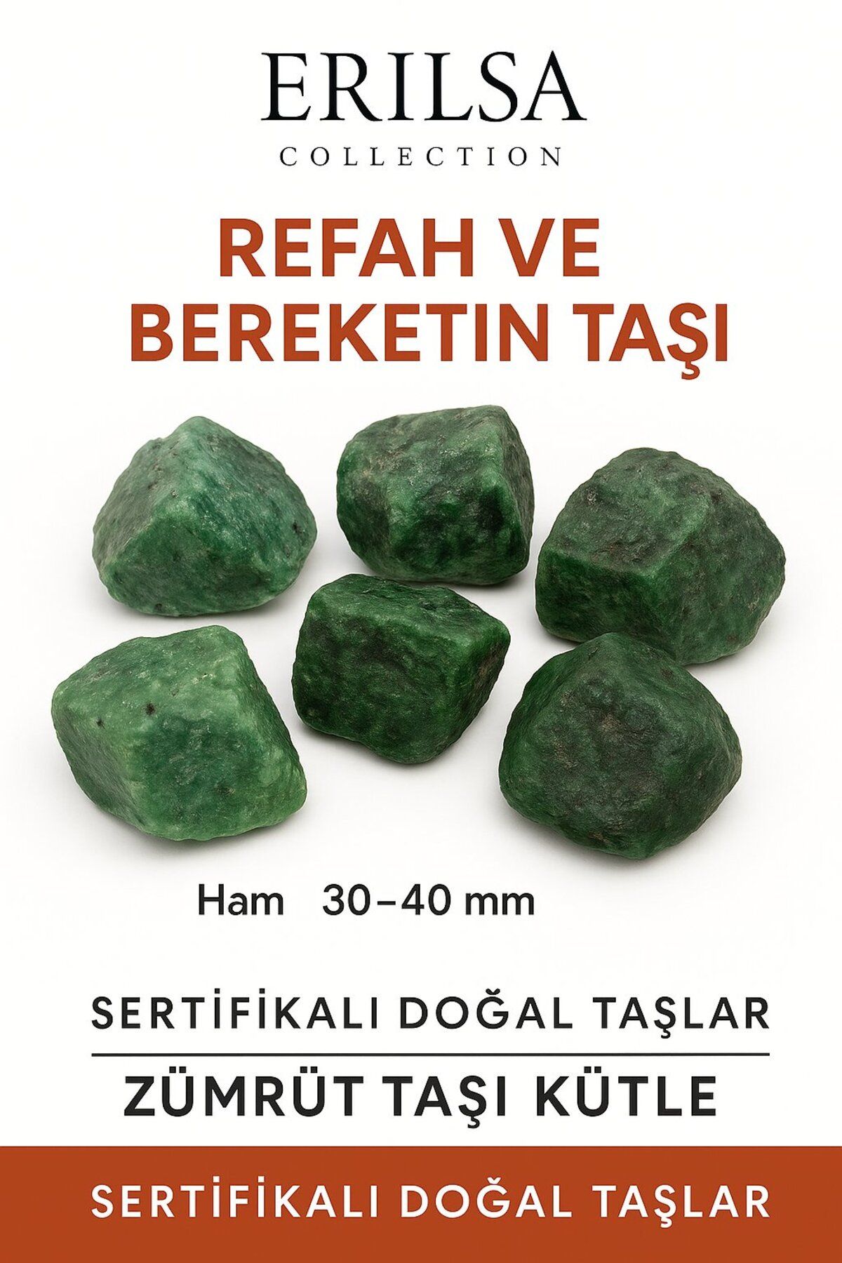 Erilsa Sertifikalı Ham İşlenmemiş Zümrüt Taşı Kütle – El Taşı Kalpten Gelen Şifa ve Ruhsal Yenilenme