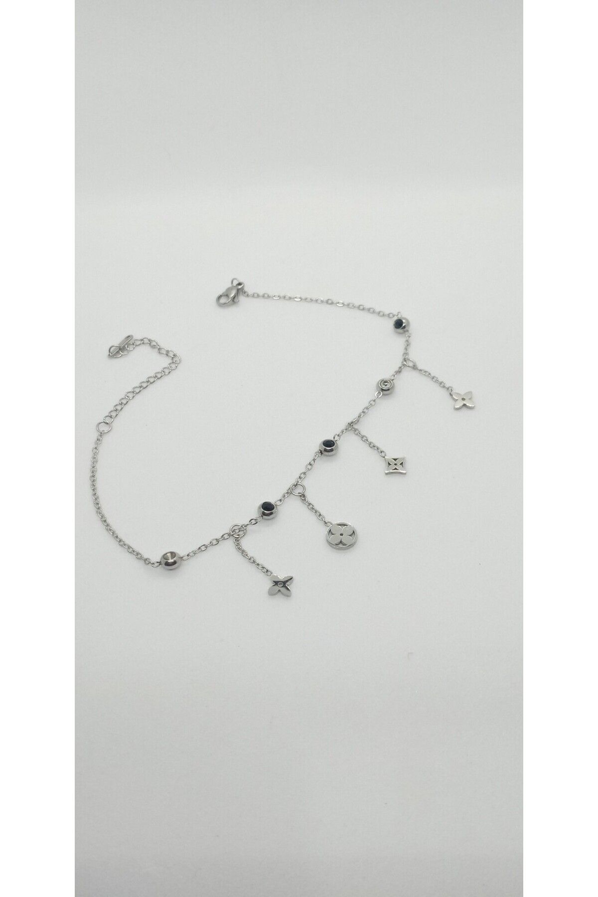 ndjewelry Silver Renk Taş Detaylı Sallantılı Halhal