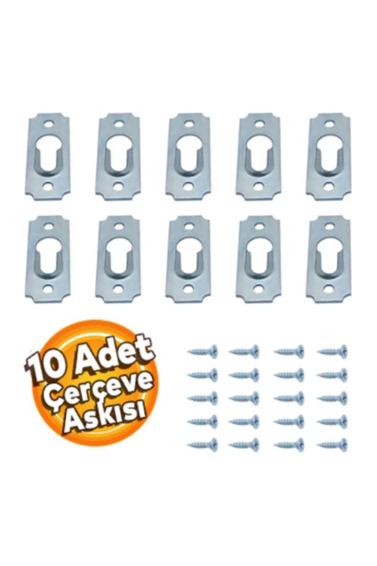 akçehome 10 Ad. Gizli Çerçeve Askısı Bombeli Dar Model - Metal Tablo Askı Aparatı - Vidalı Resim Asma Kancası