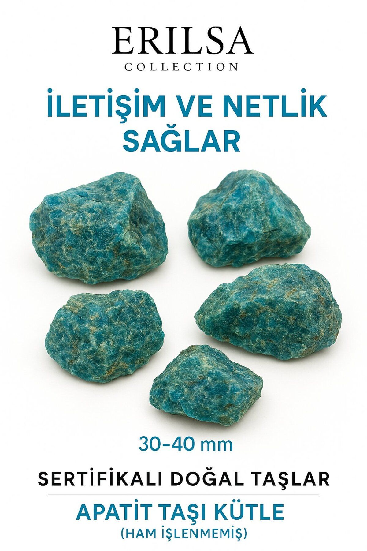 Erilsa Sertifikalı Ham İşlenmemiş Apatit Taşı Kütle – El Taşı - Zihinsel Güç ve İlham Veren Doğal Enerji