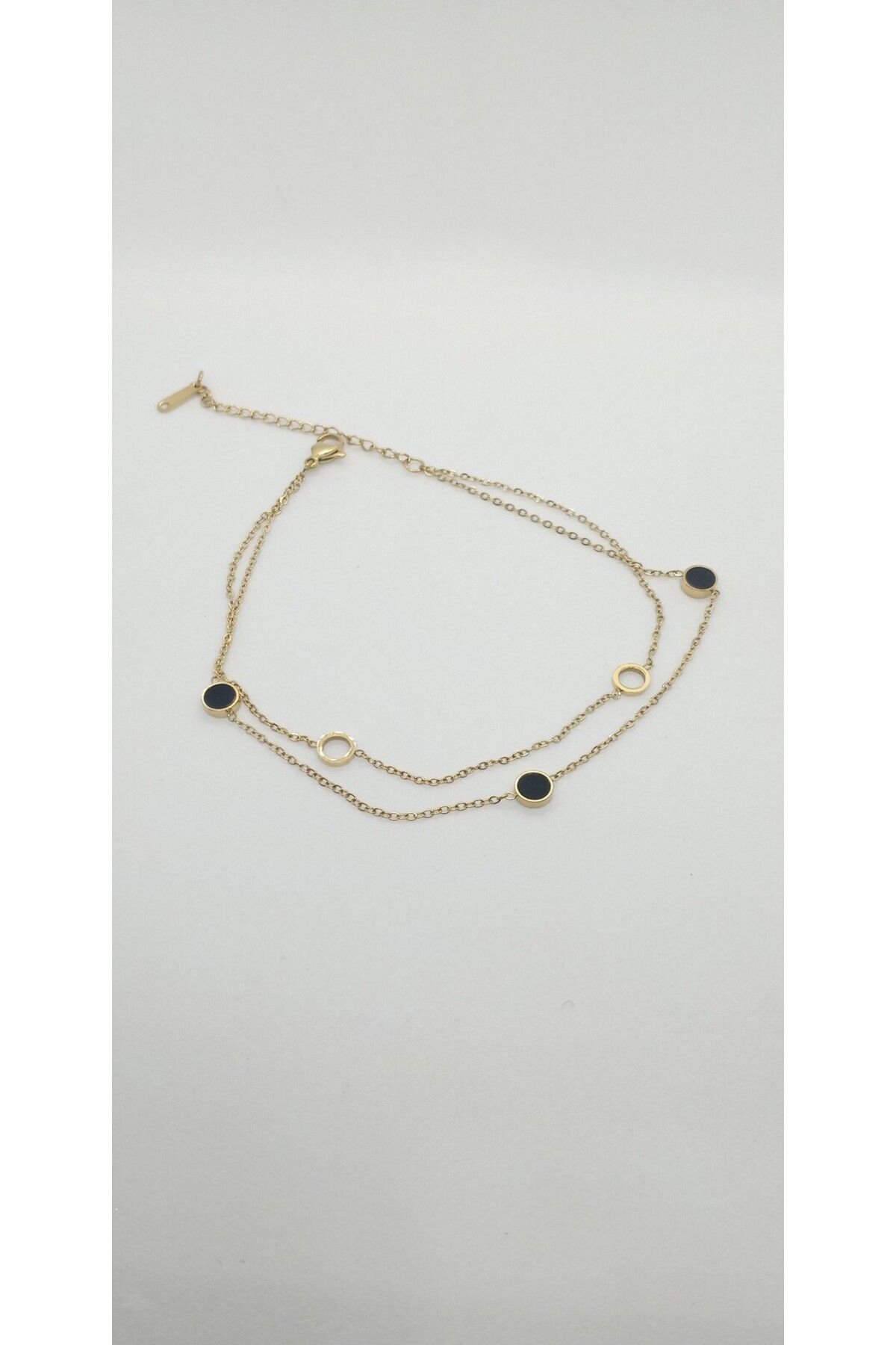 ndjewelry Gold Renk Siyah-Beyaz Mineli Halhal