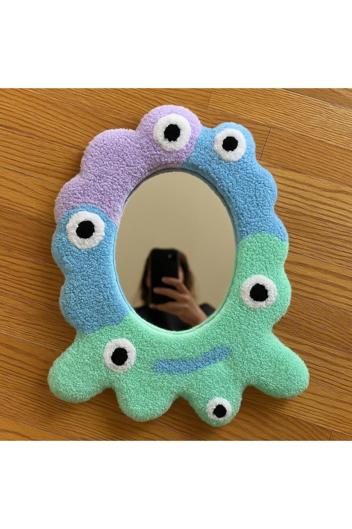 Afro Dekorasyon Tufting Ayna , Tasarım Ayna , Hediyelik Dekor Ayna ,Bohem Retro Ayna