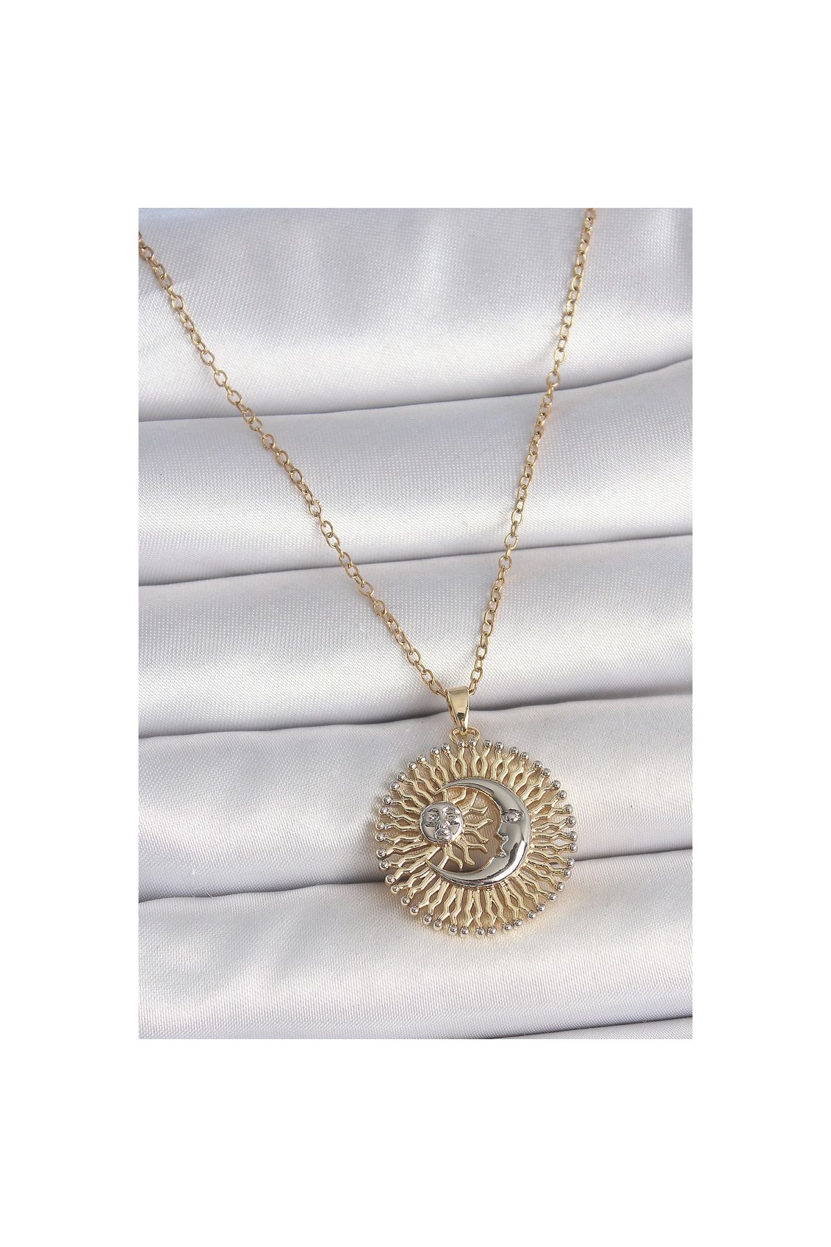 Marsilyan 316L Çelik Gold Renk Mix Renk Ay Güneş Model Kadın Kolye - TJ-BKO10095