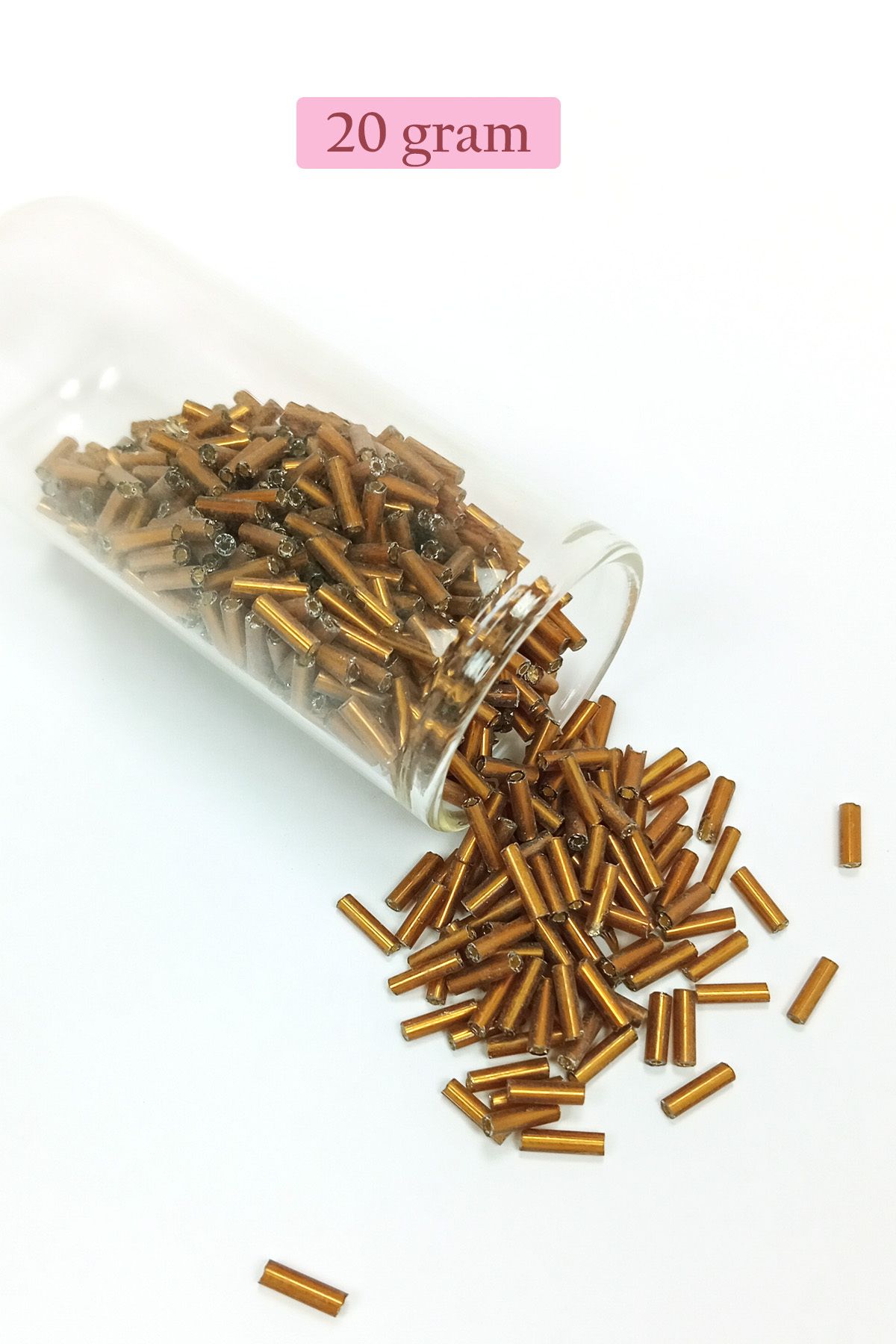 Royaleks Uzun Boru Kesme Boncuk Çap 2mm Uzunluk 10 mm - 20 Gram - Gold - BNC248