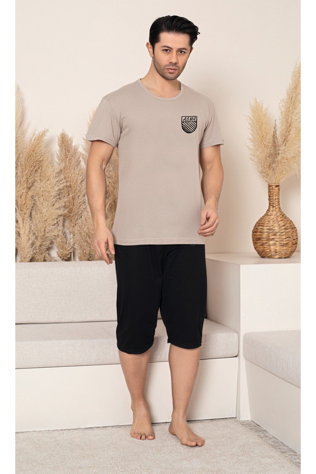 ASMATEKSTİL Erkek Kapri Pijama Takımı