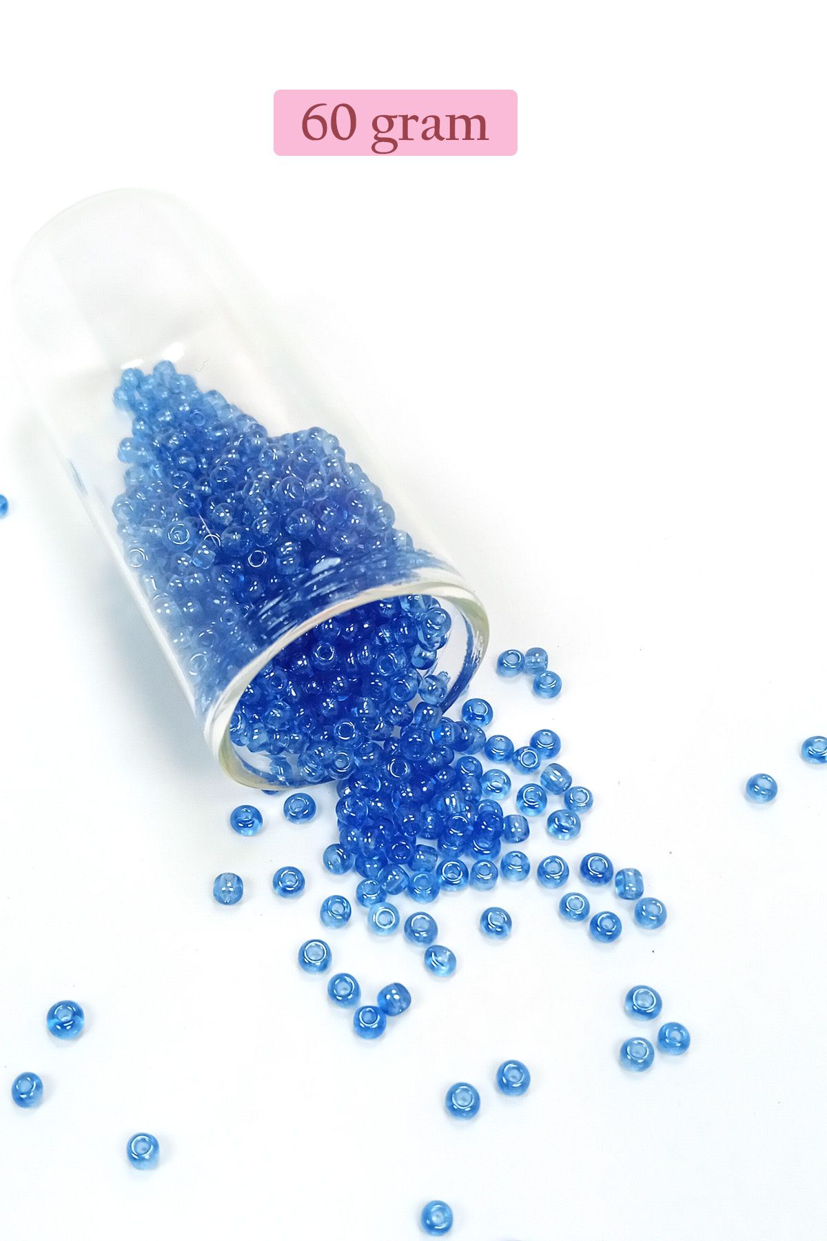 Royaleks Dökme Cam Kum Boncuk (8/0) 3 mm - 60 Gram - Şeffaf Açık Mavi - BNC204