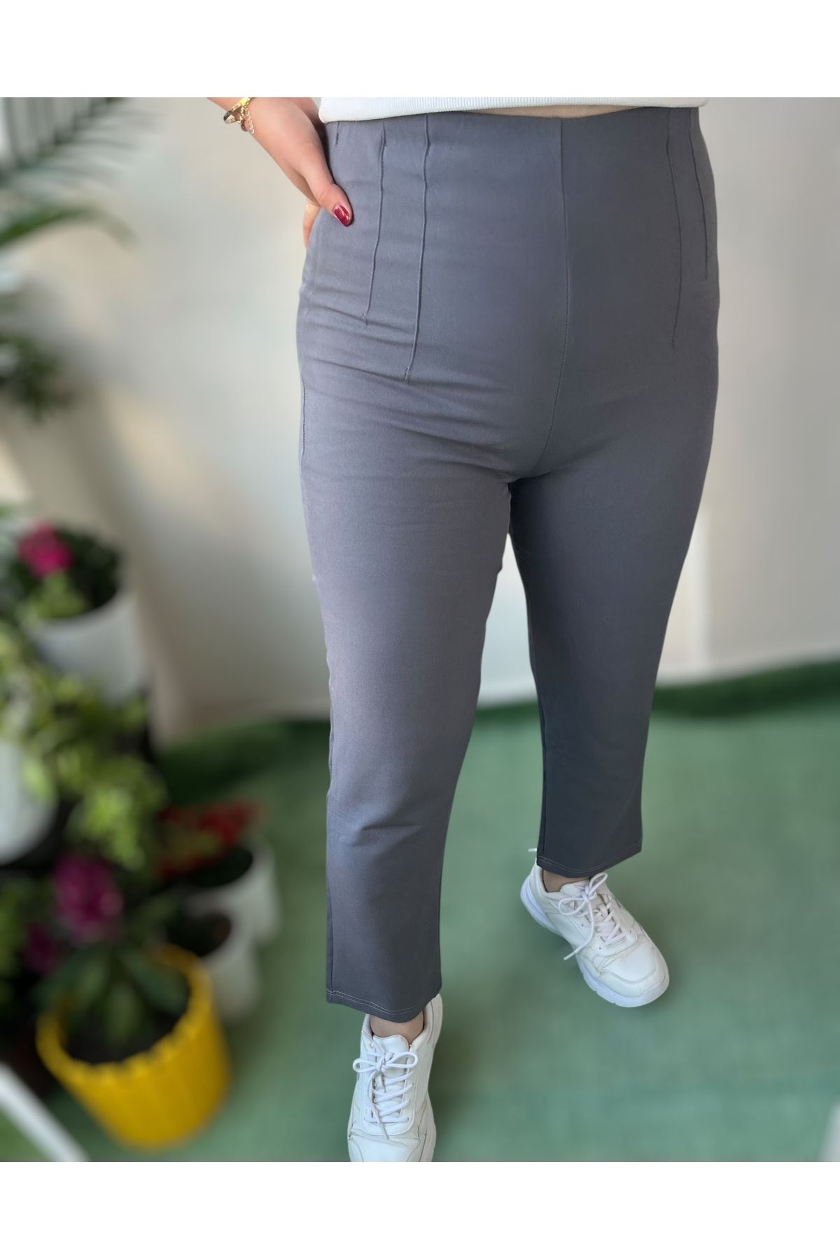 LAMORİA Pensli yüksek bel toparlayıcı kumaş pantolon