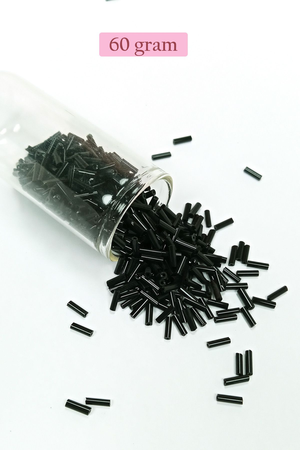 Royaleks Uzun Boru Kesme Boncuk Çap 2mm Uzunluk 10 mm - 60 Gram - Siyah - BNC280