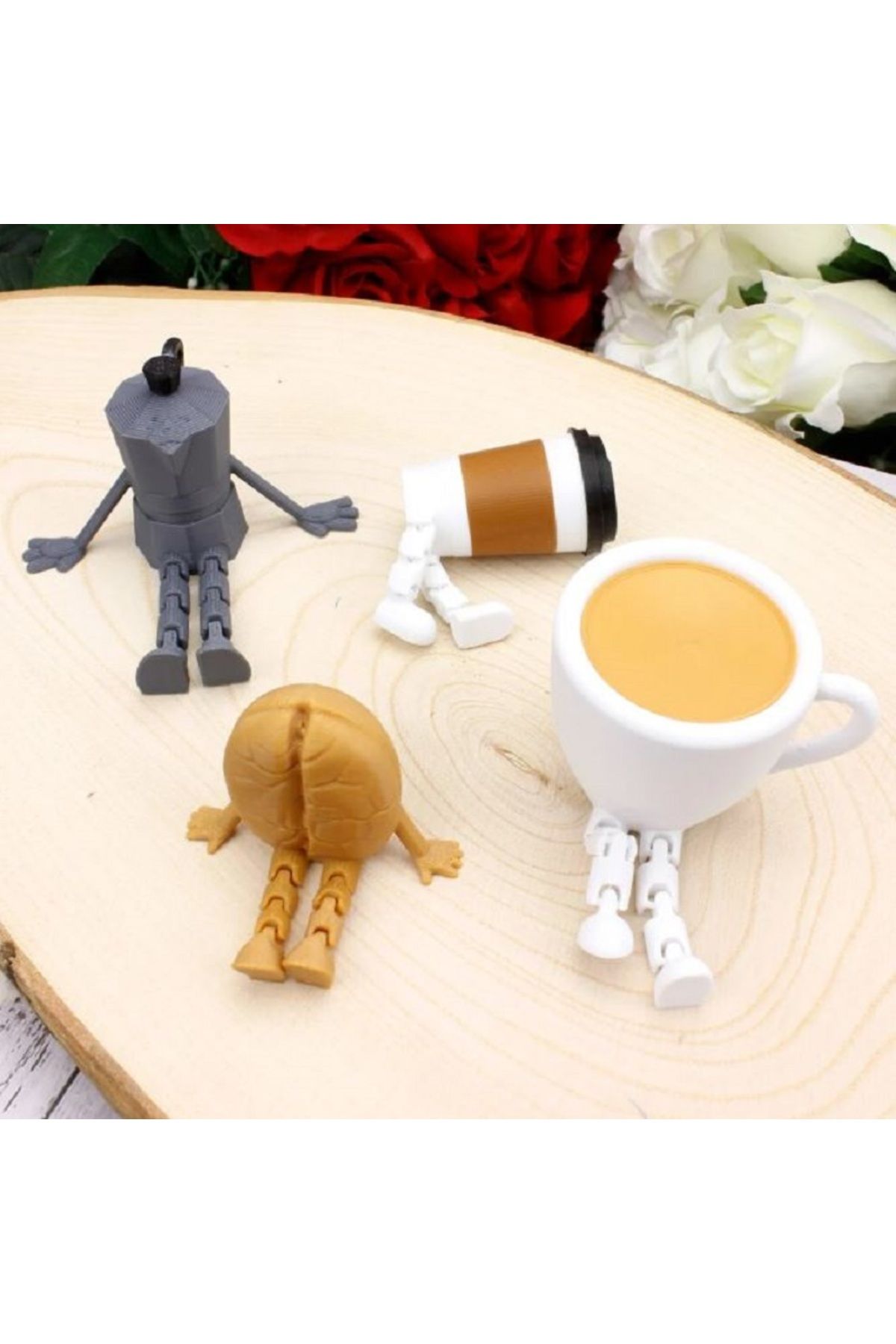 Se Promo Sevimli Kahve Temalı Dekorasyon Seti, 3D Mini Figürler, Masa Üstü Süs Eşyası, Hediyelik Miniatür Set