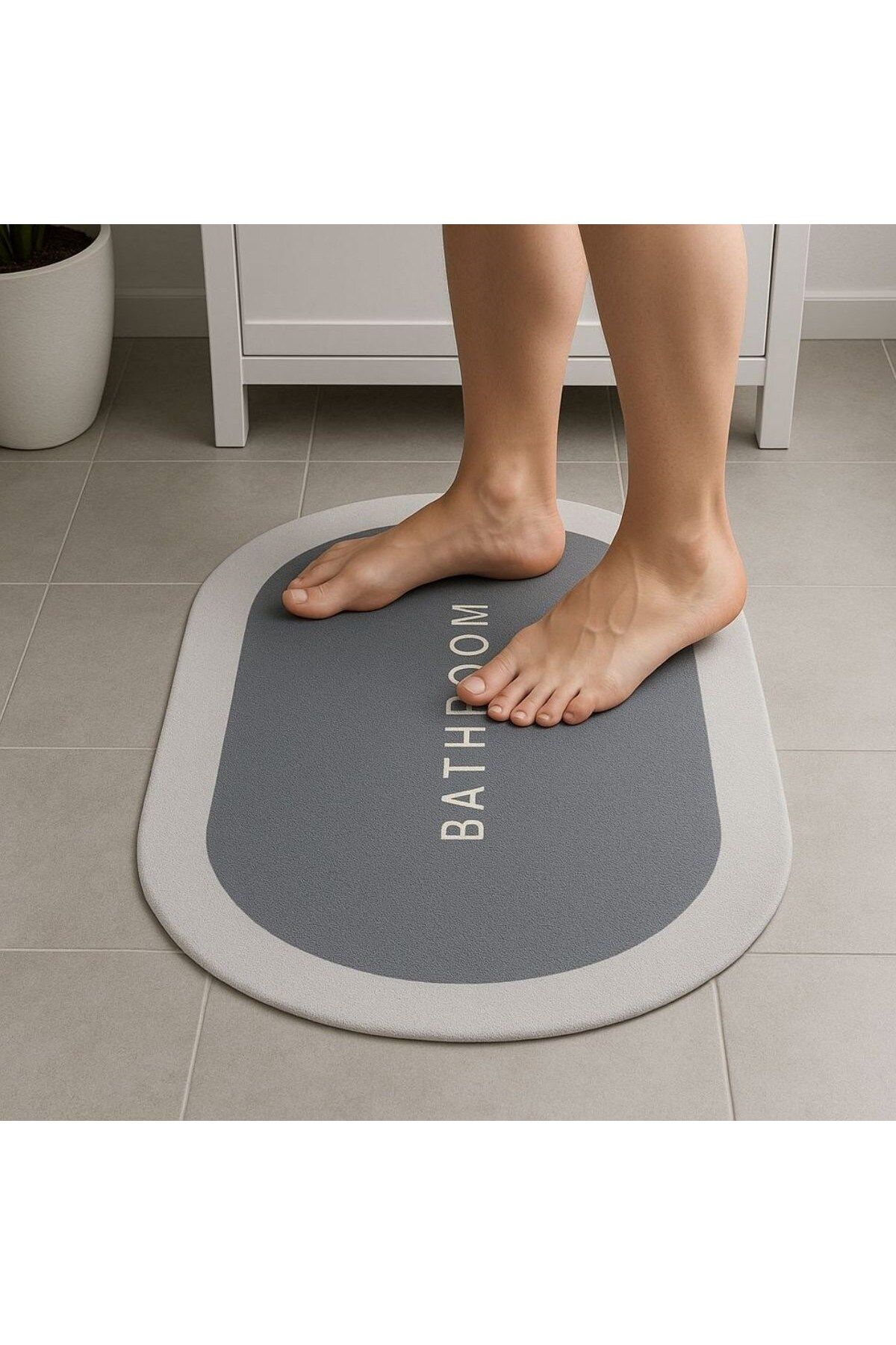 Mobil Dünyası Sihirli Süper Su Emici Kaymaz Tabanlı Oval Paspas 40*60 cm (4767) - DGL6612-4642