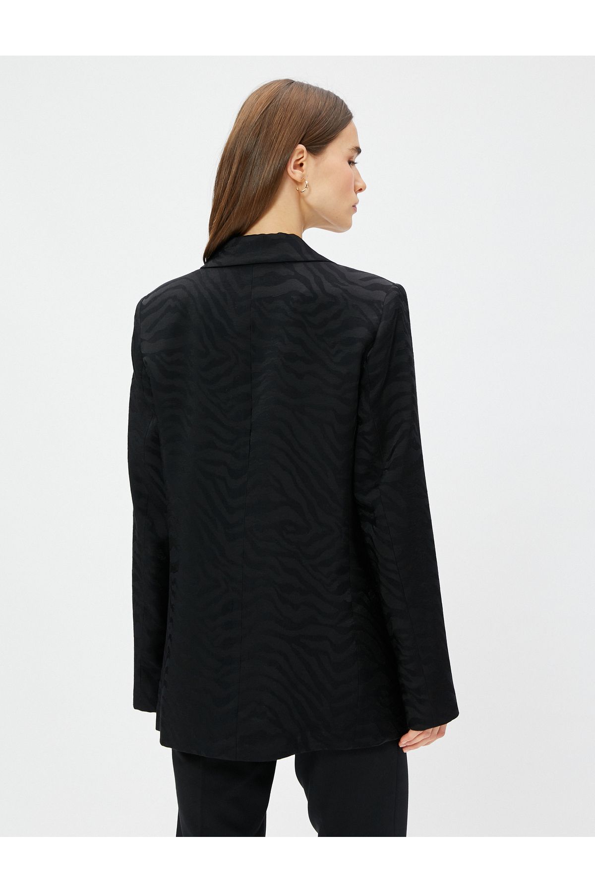 Koton-Jachetă blazer oversize cu model zebră cu un singur buton 4
