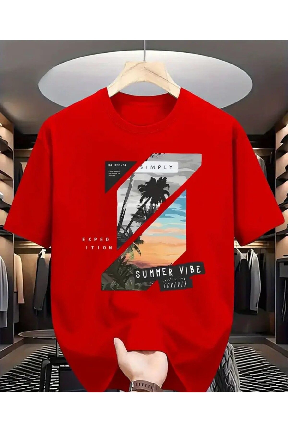 trend selection Summer Vibe Baskılı, Oversize, Bisiklet Yaka Unisex T-shirt